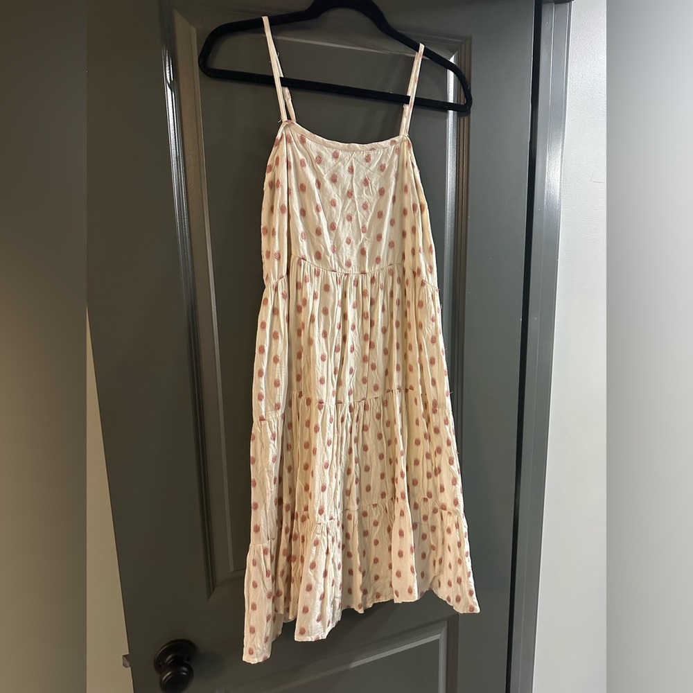 Cream and Pink Polka Dot Dress